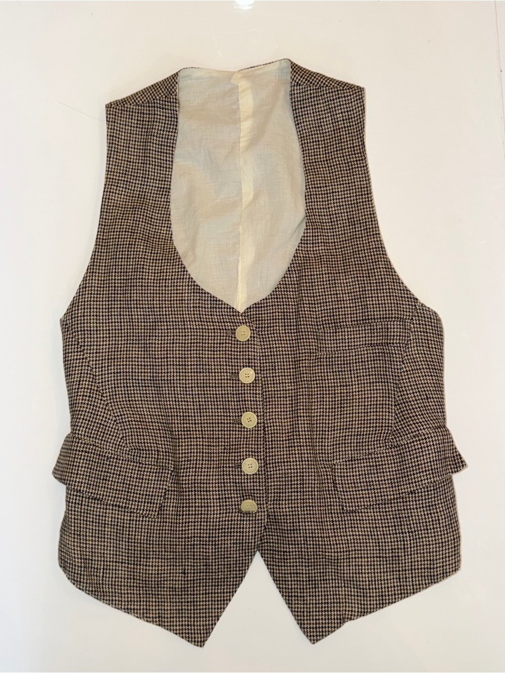 Barena Brown Houndstooth Vest